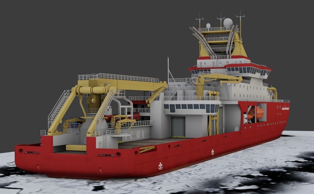 Antarctic Research vessel 3D model Low-poly 3D model_8