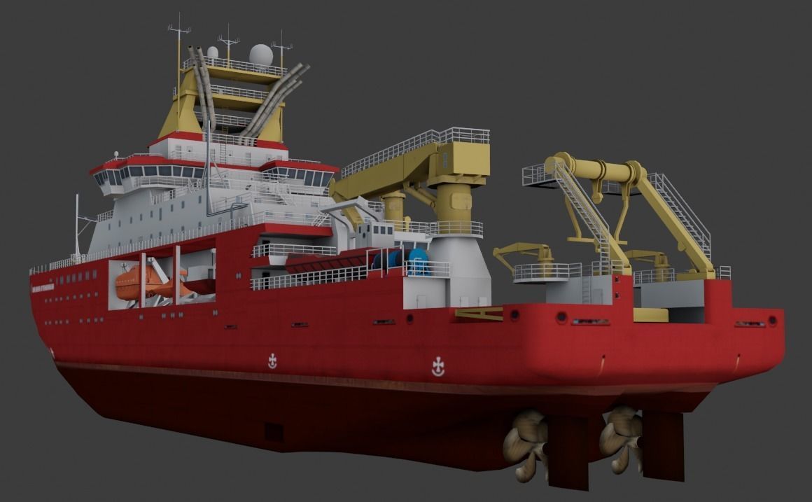Antarctic Research vessel 3D model Low-poly 3D model_11
