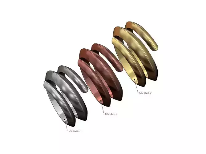 Wide double helix Claw bypass fashion band US sizes 7 8 9