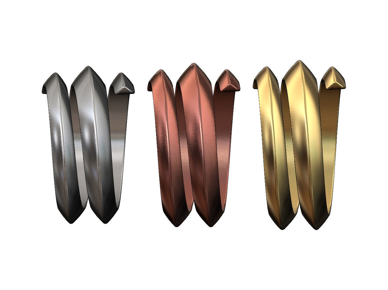 Wide double helix Claw bypass fashion band US sizes 7 8 9 3D print model_2