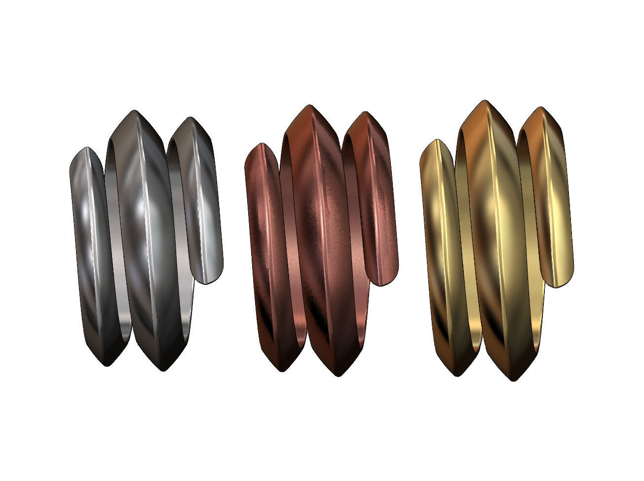 Wide double helix Claw bypass fashion band US sizes 7 8 9 3D print model_3