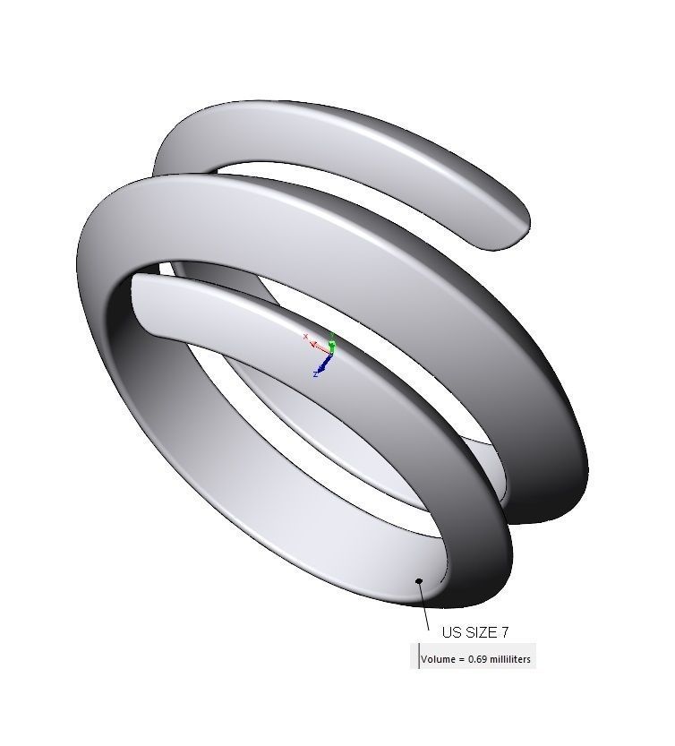 Wide double helix Claw bypass fashion band US sizes 7 8 9 3D print model_10