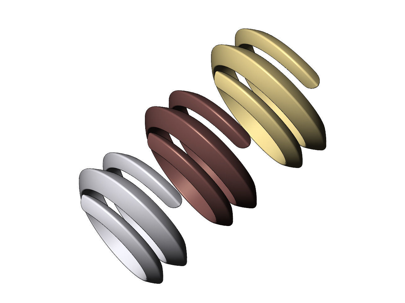 Wide double helix Claw bypass fashion band US sizes 7 8 9 3D print model_4