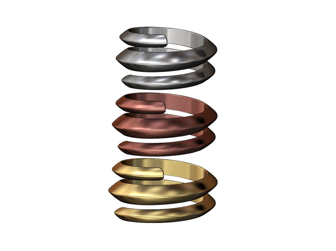 Wide double helix Claw bypass fashion band US sizes 7 8 9 3D print model_1