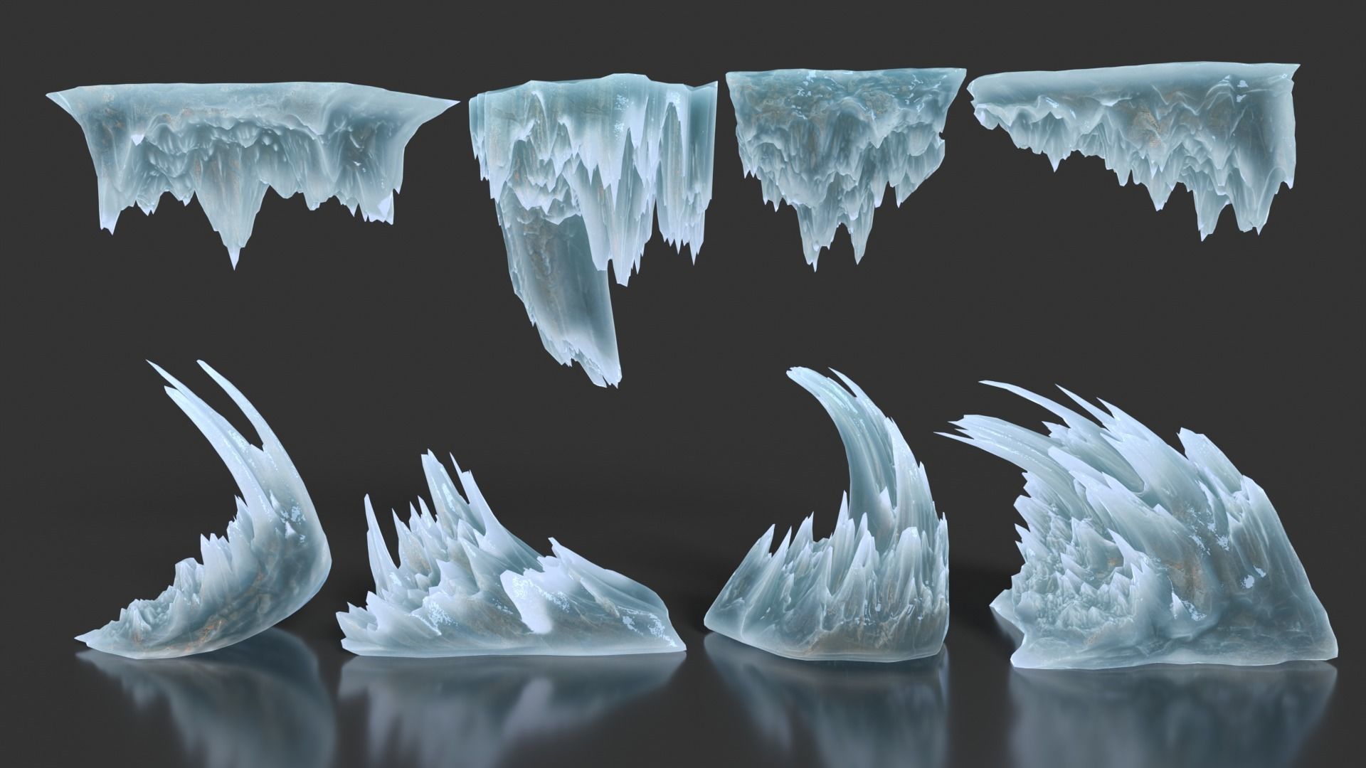 Low poly Curve Ice Spike 230503 Low-poly 3D model_2