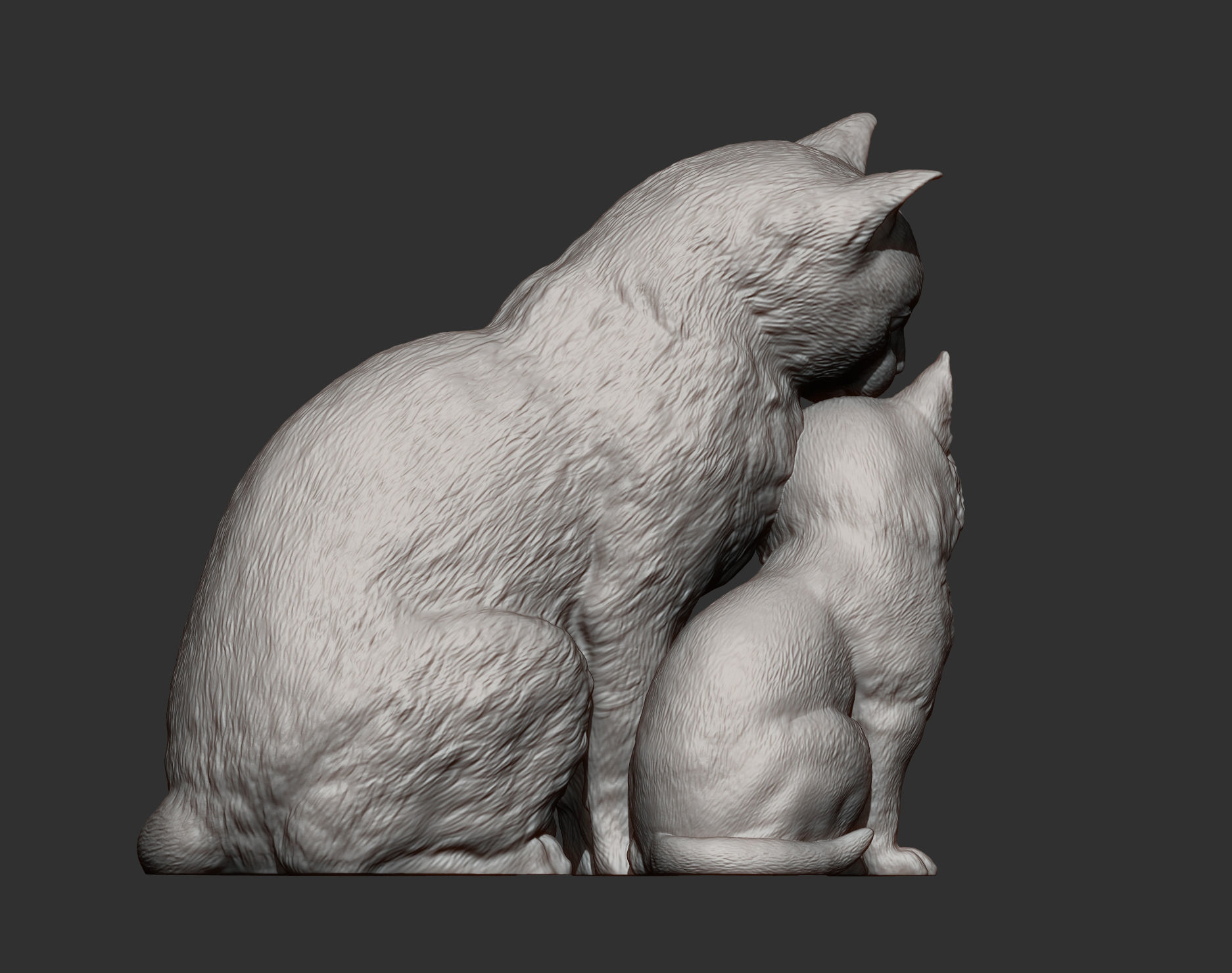 cat with kitten 3D print model_10