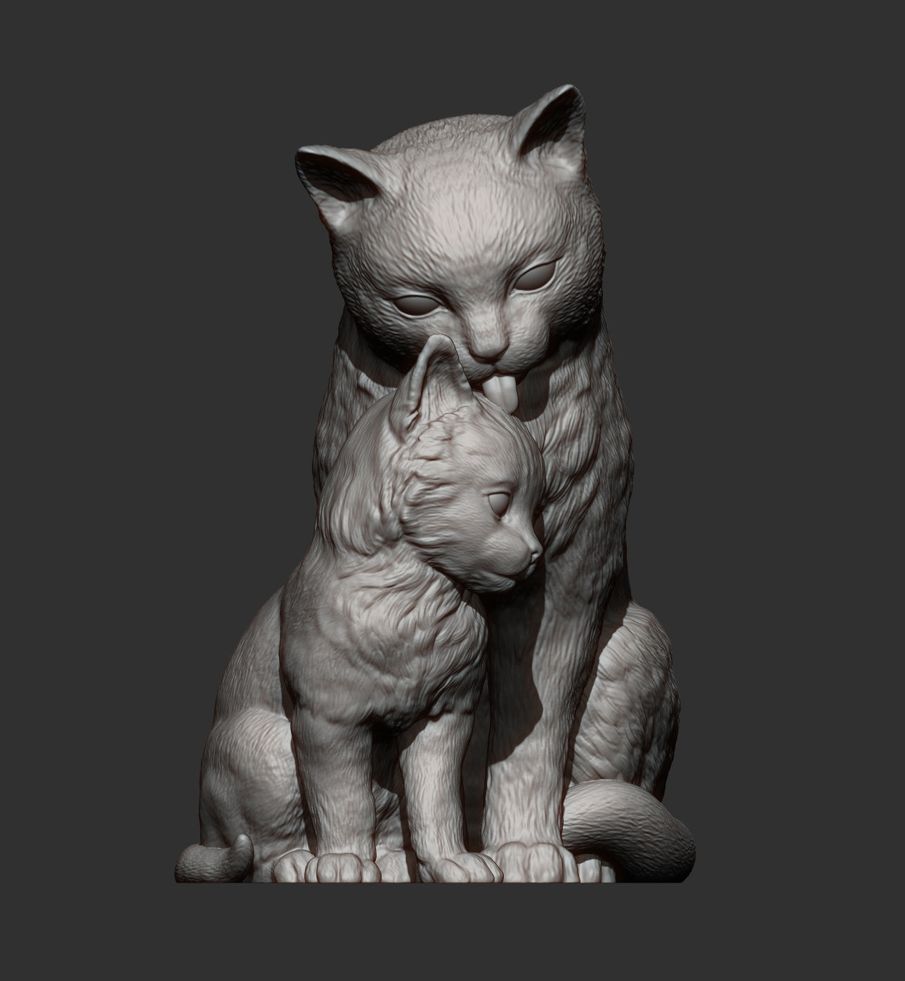 cat with kitten 3D print model_8