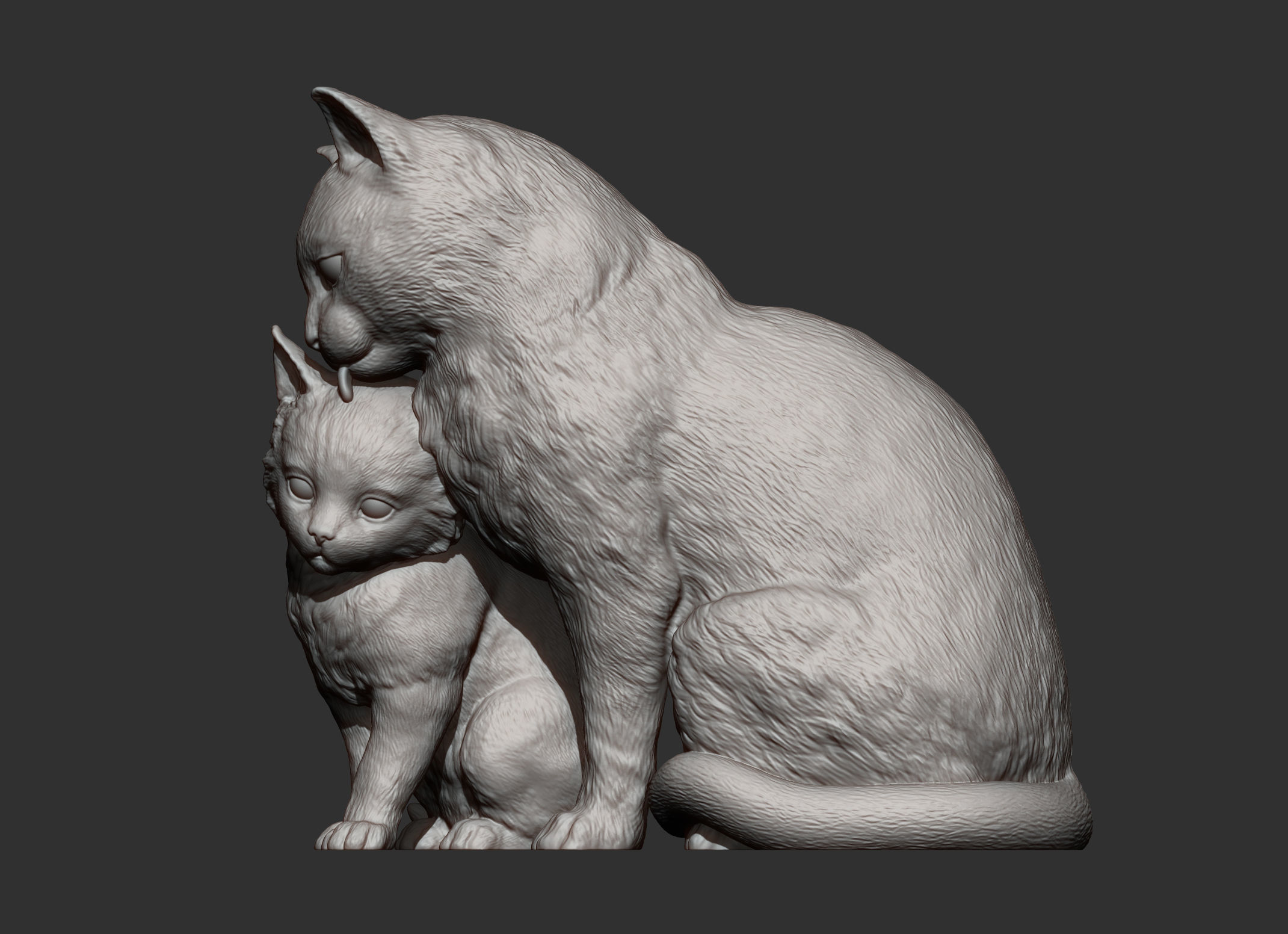 cat with kitten 3D print model_7