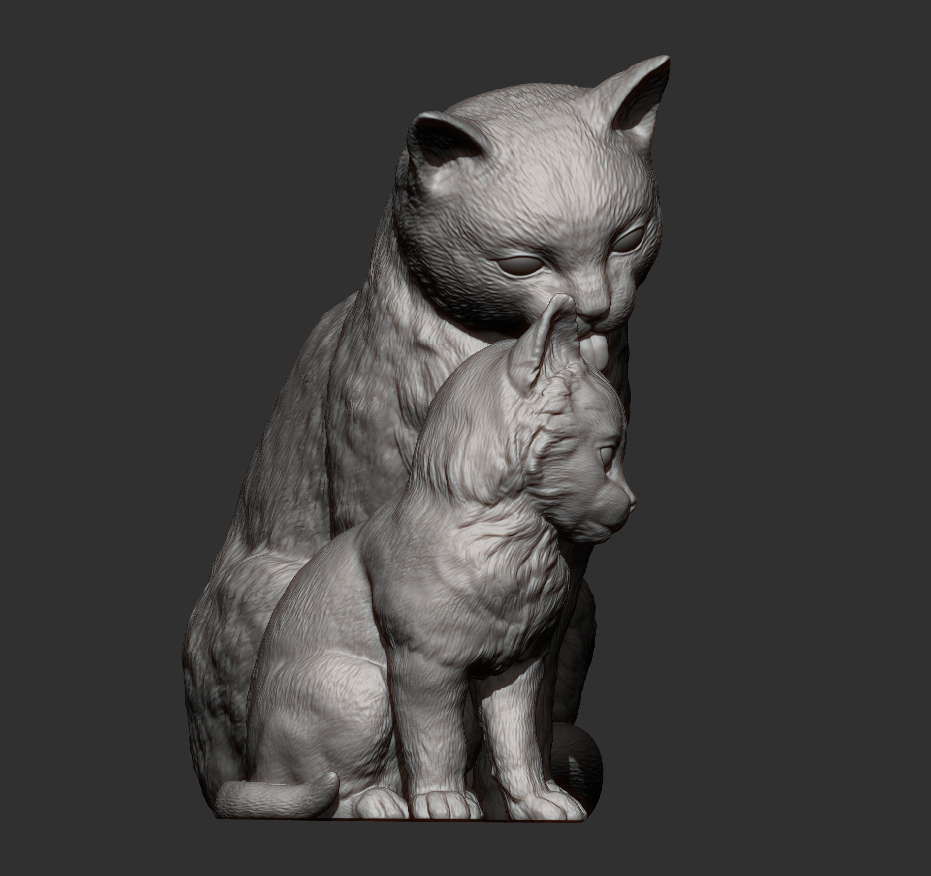 cat with kitten 3D print model_9