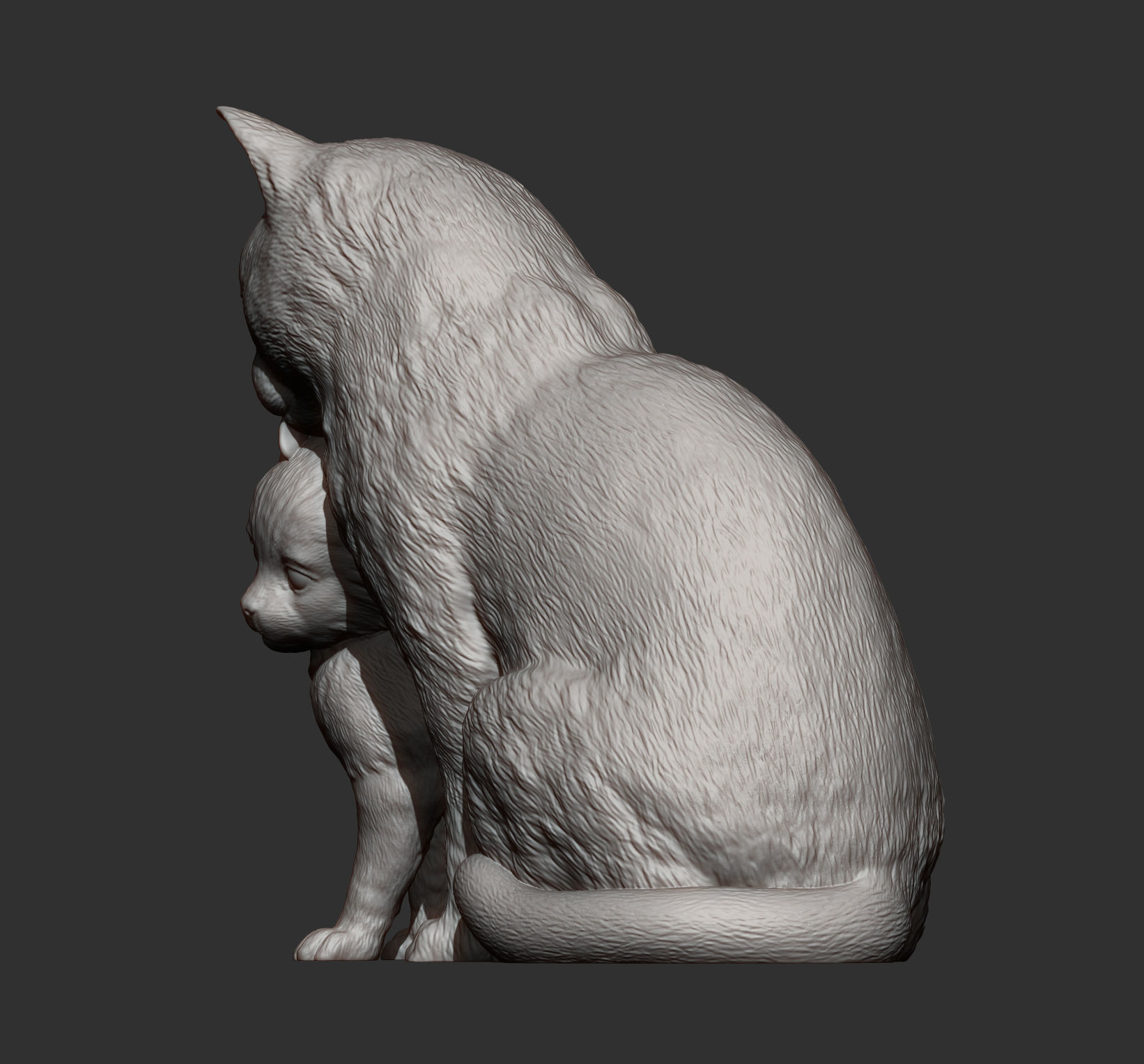 cat with kitten 3D print model_11