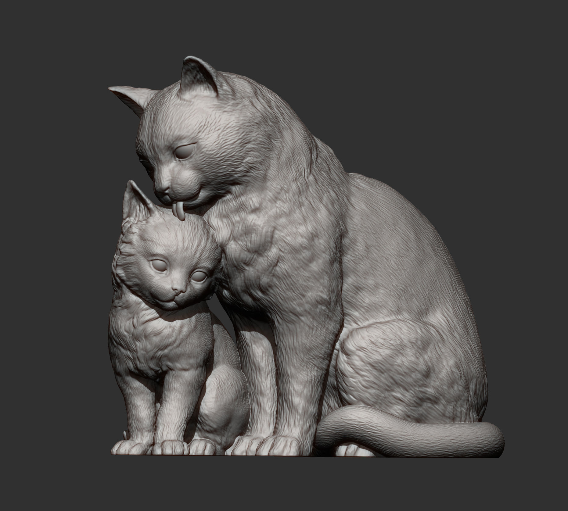 cat with kitten 3D print model_6