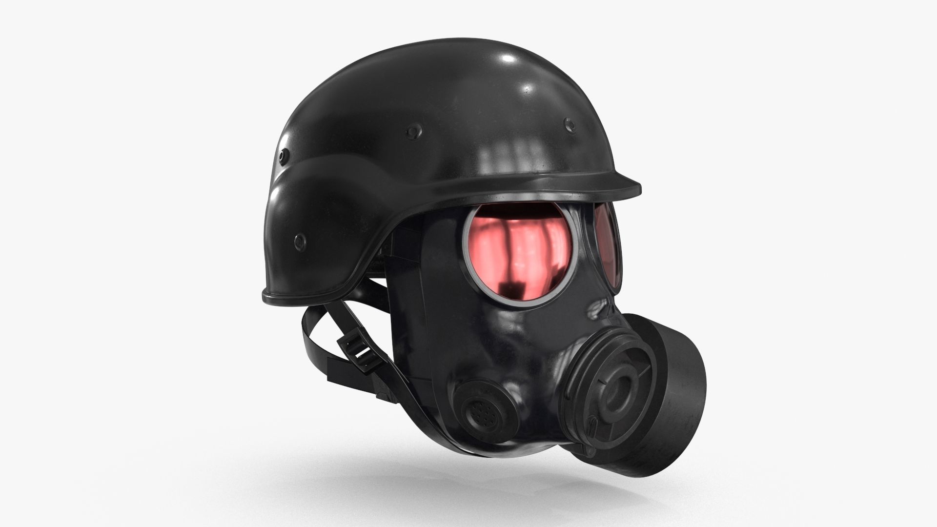 Gas Mask Red Mirrored and Helmet Low-poly 3D model_4