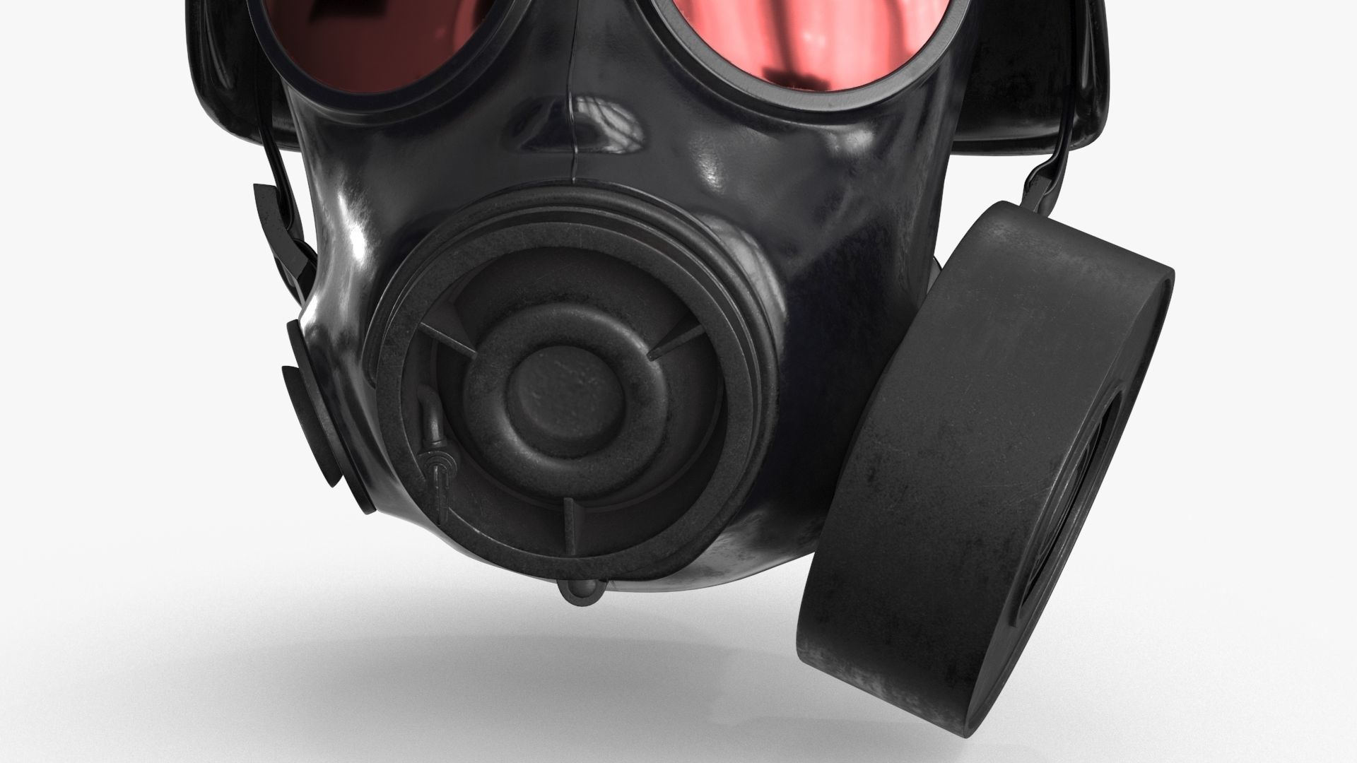 Gas Mask Red Mirrored and Helmet Low-poly 3D model_15