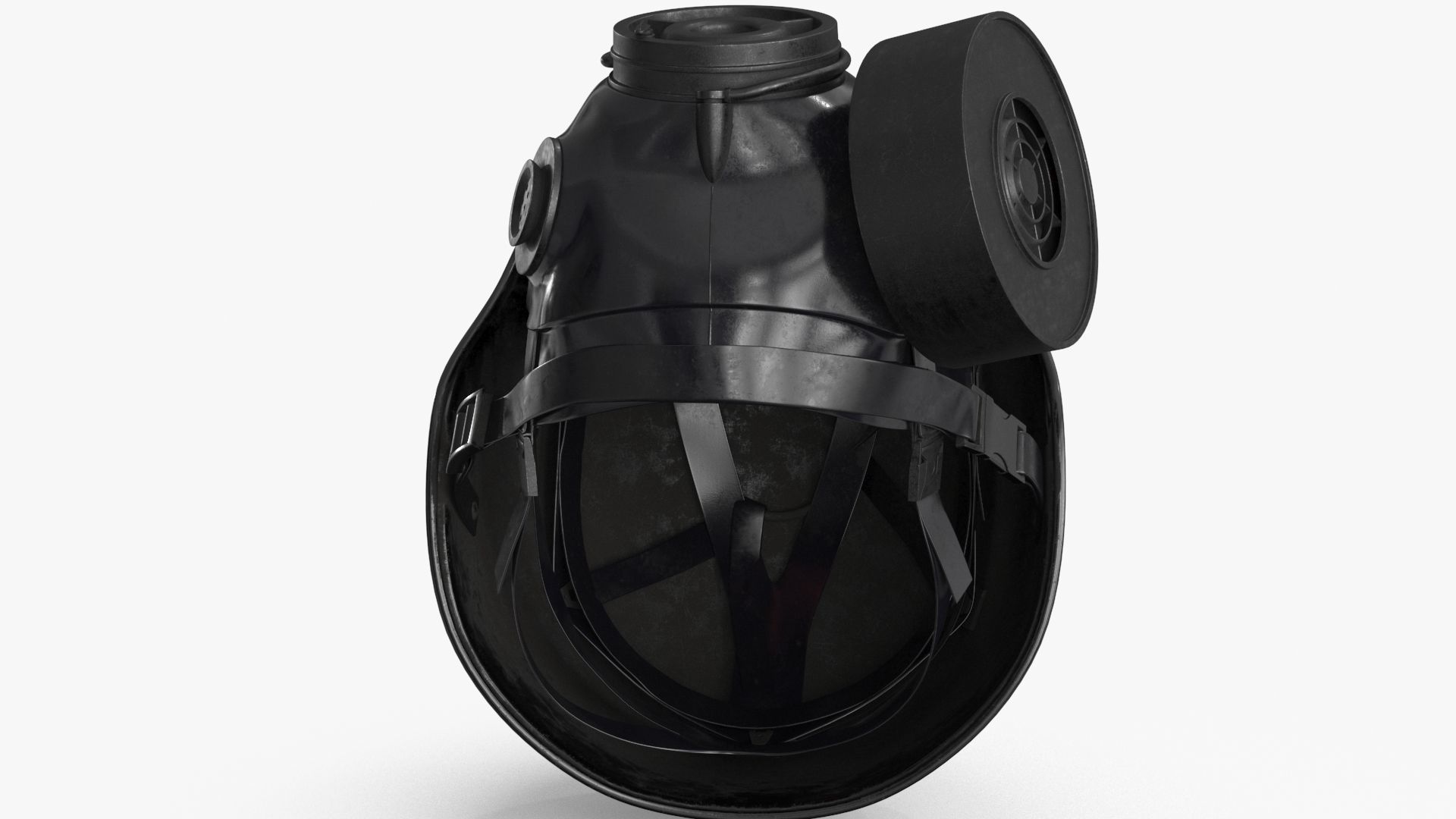 Gas Mask Red Mirrored and Helmet Low-poly 3D model_17