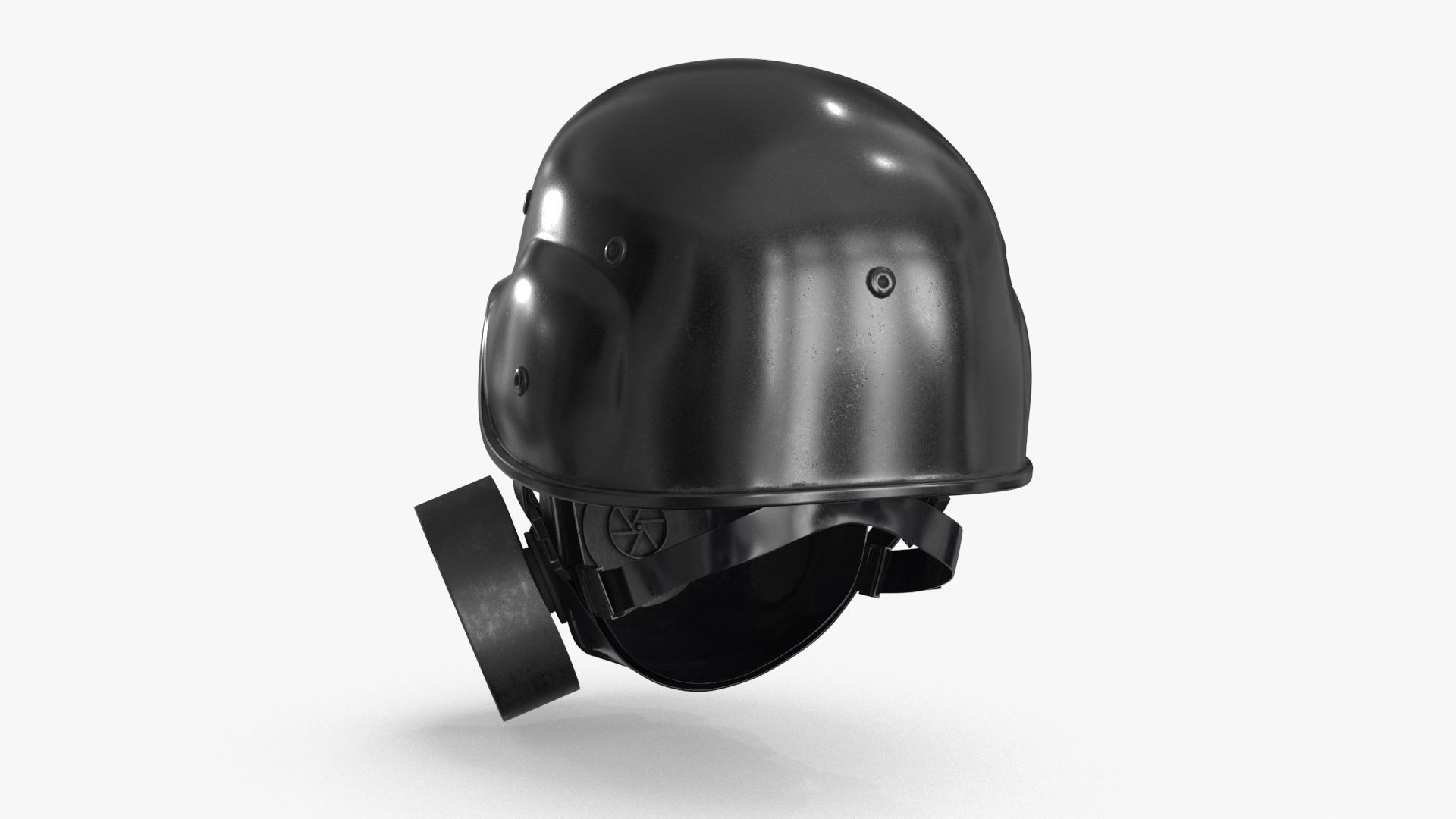 Gas Mask Red Mirrored and Helmet Low-poly 3D model_9