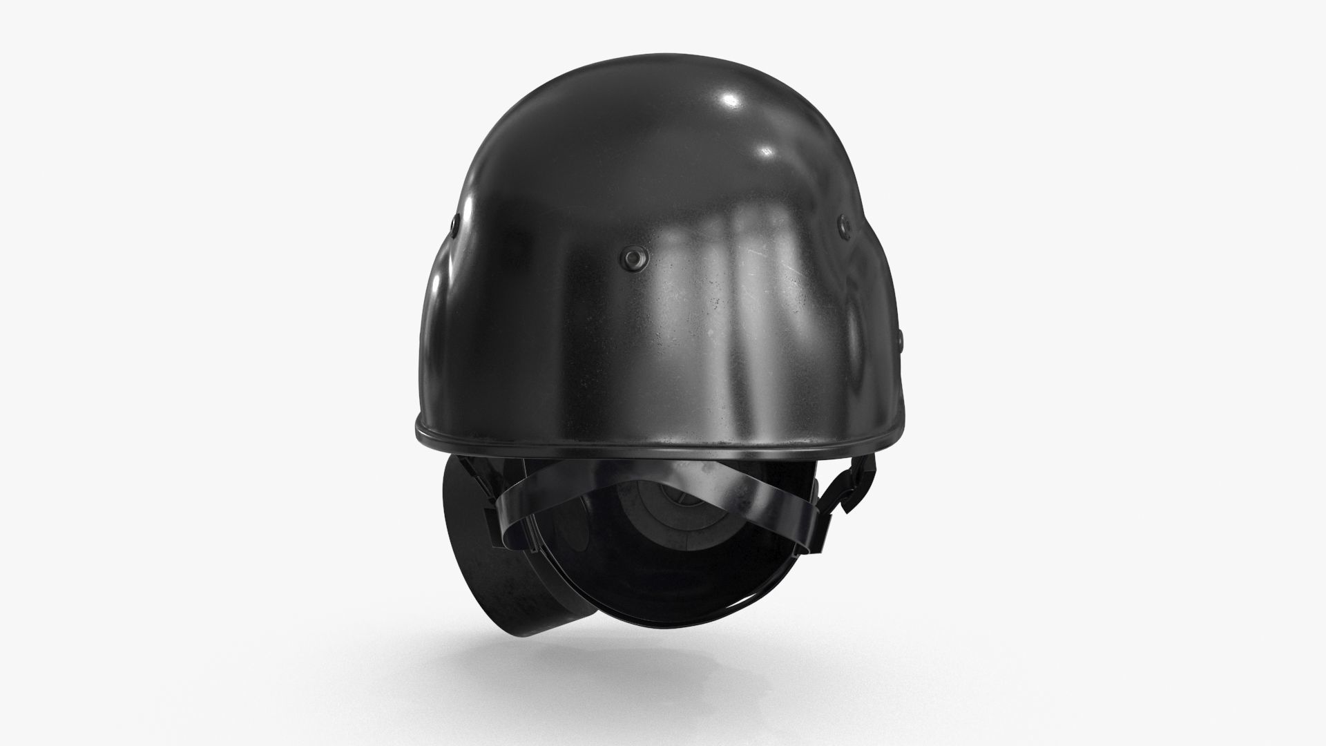 Gas Mask Red Mirrored and Helmet Low-poly 3D model_8
