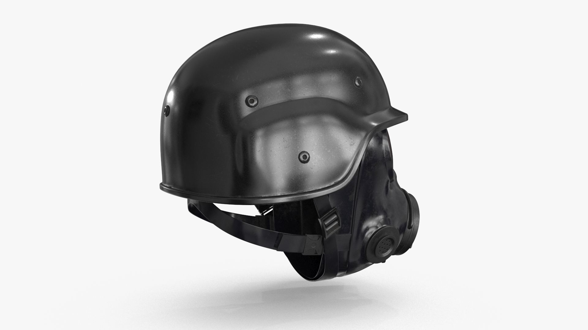 Gas Mask Red Mirrored and Helmet Low-poly 3D model_6