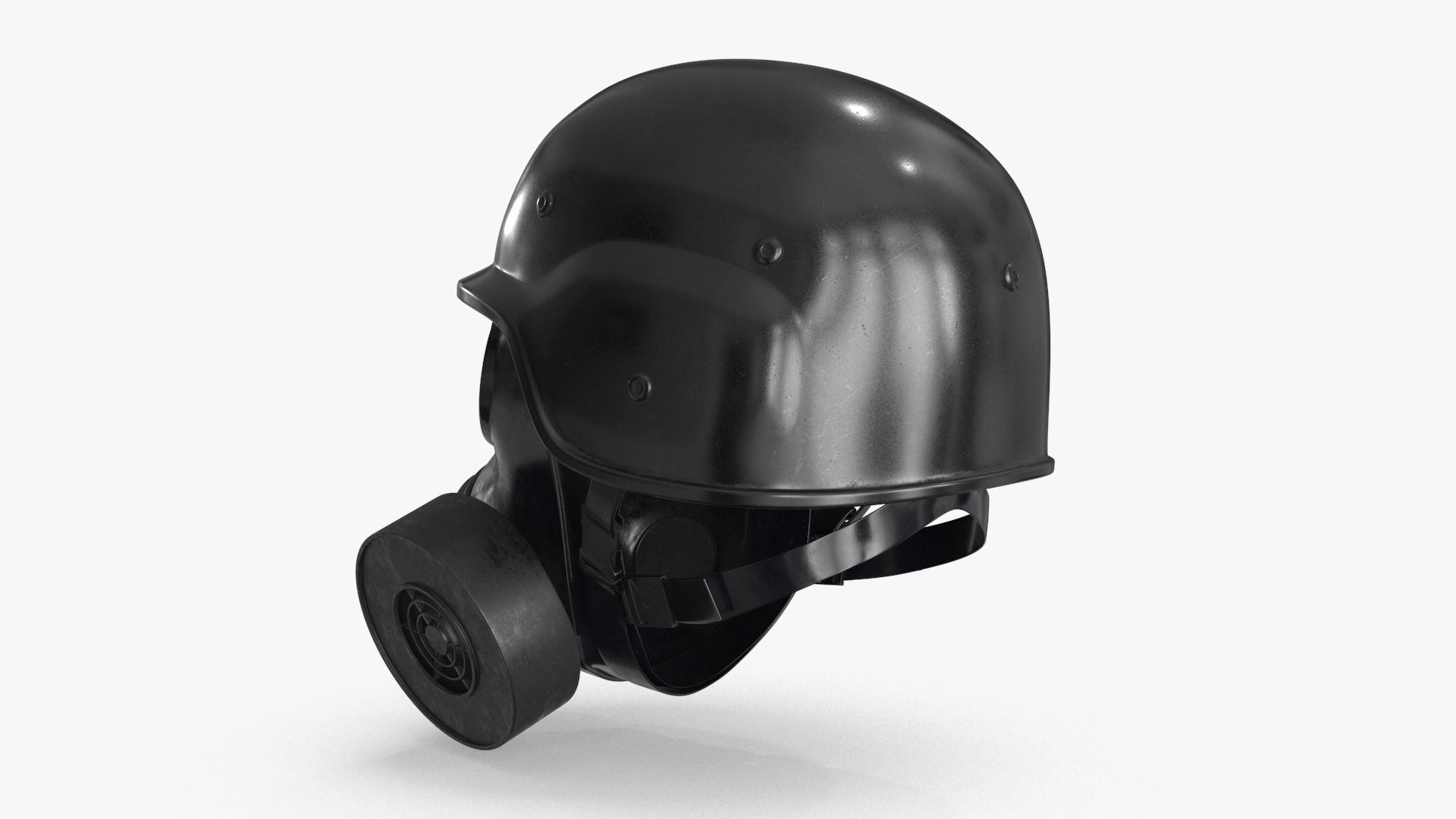 Gas Mask Red Mirrored and Helmet Low-poly 3D model_10