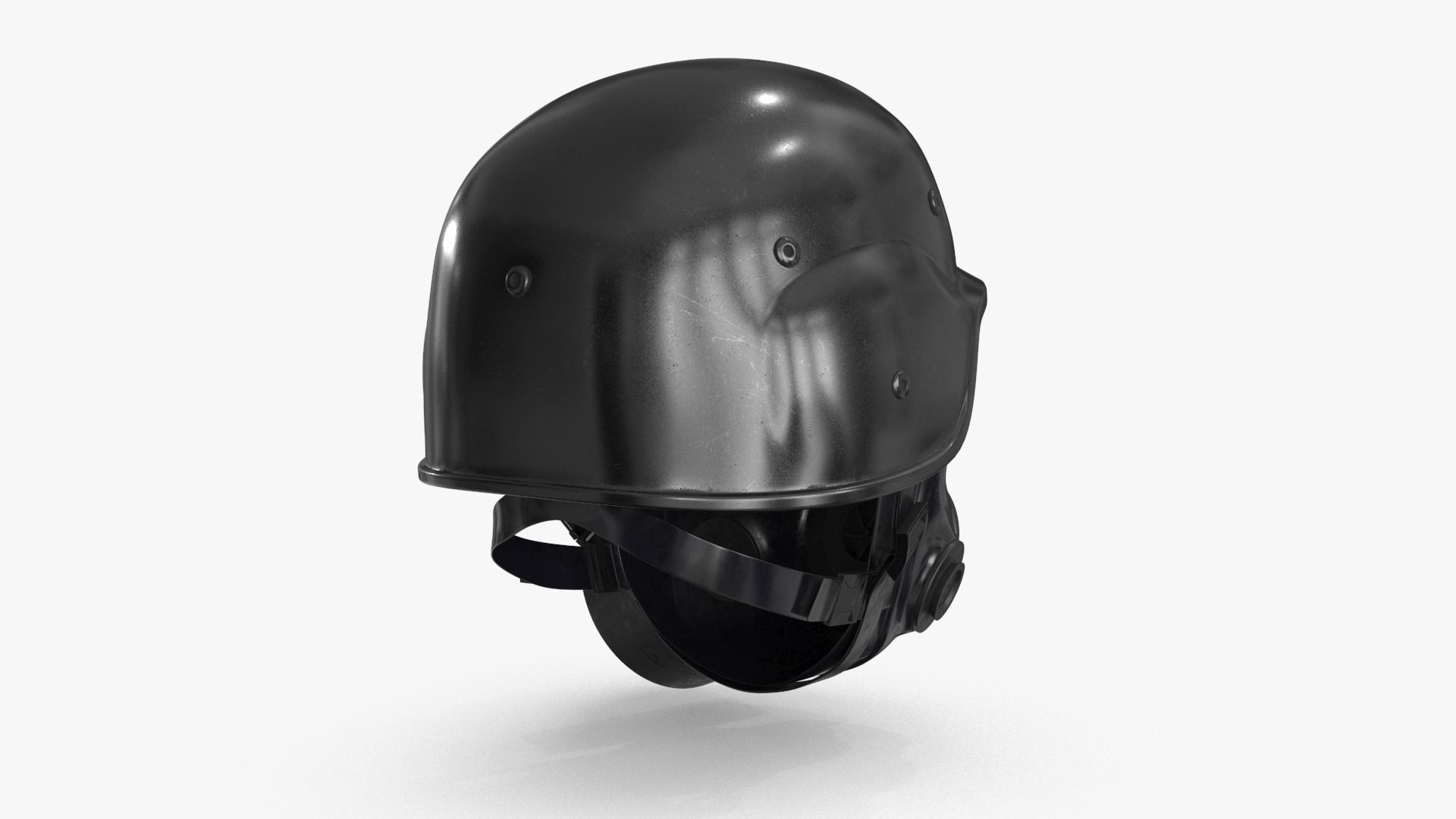 Gas Mask Red Mirrored and Helmet Low-poly 3D model_7