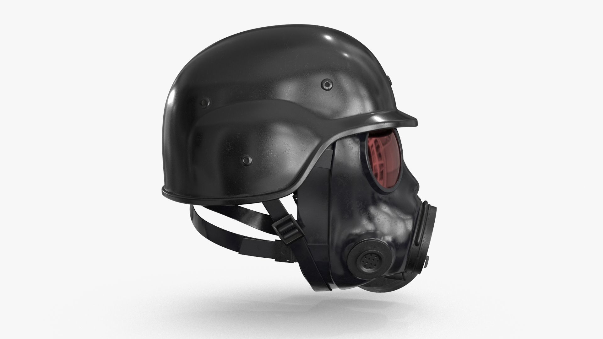 Gas Mask Red Mirrored and Helmet Low-poly 3D model_5