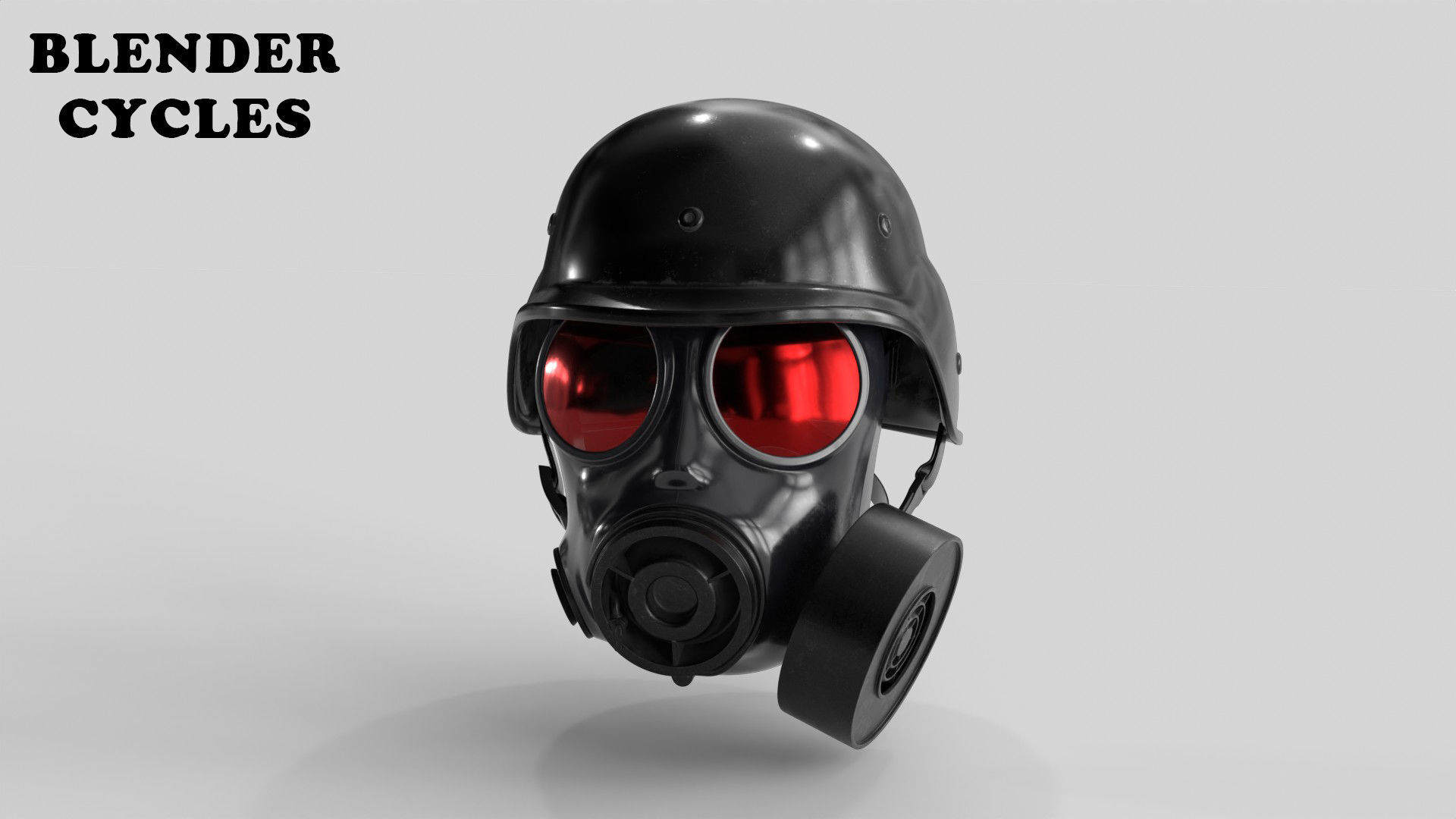 Gas Mask Red Mirrored and Helmet Low-poly 3D model_22
