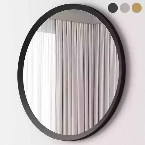 Thick Frame Metal Round Wall Mirror - West Elm 3D model