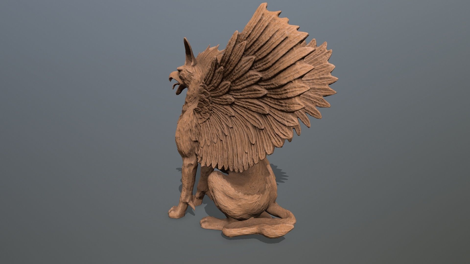 Statue Creature Low-poly 3D model_8