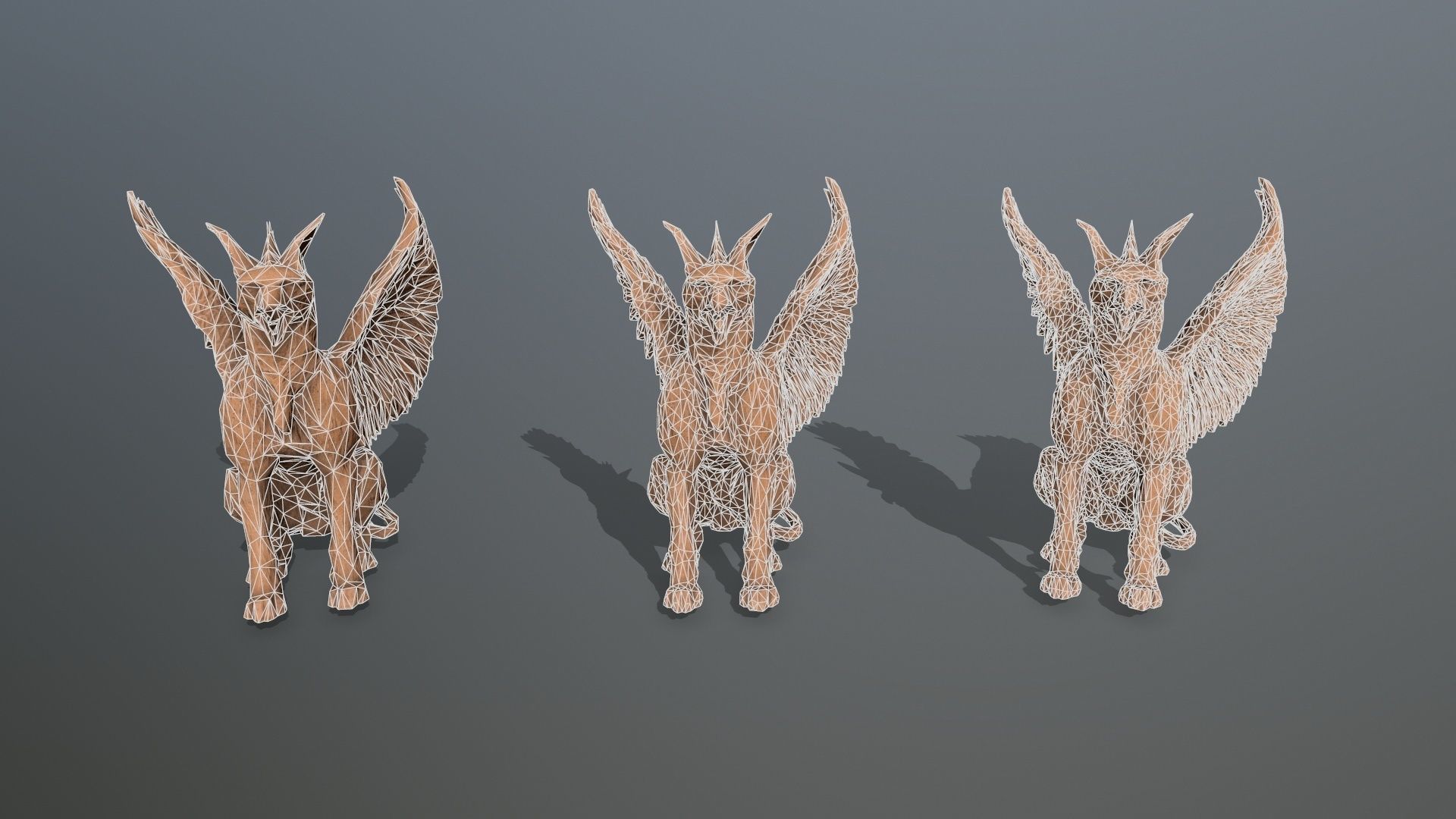 Statue Creature Low-poly 3D model_14
