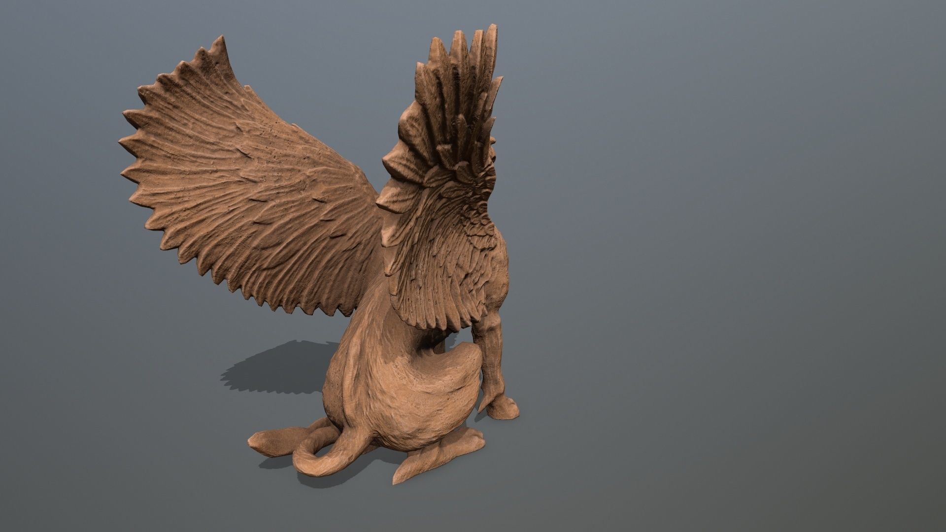 Statue Creature Low-poly 3D model_6