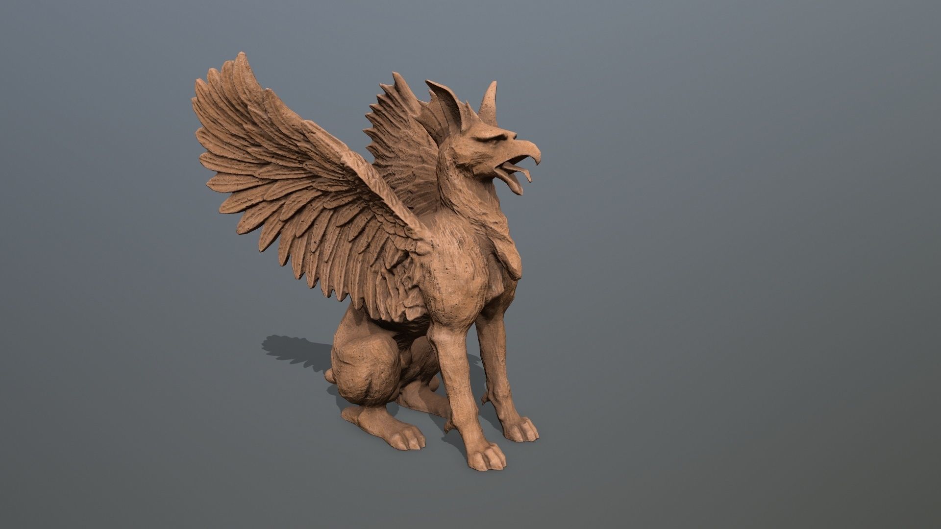 Statue Creature Low-poly 3D model_4