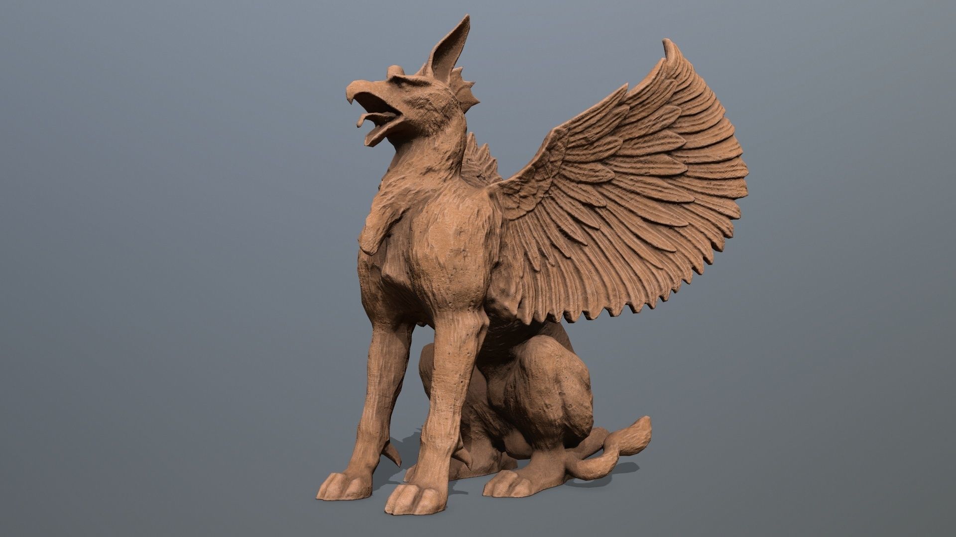 Statue Creature Low-poly 3D model_10
