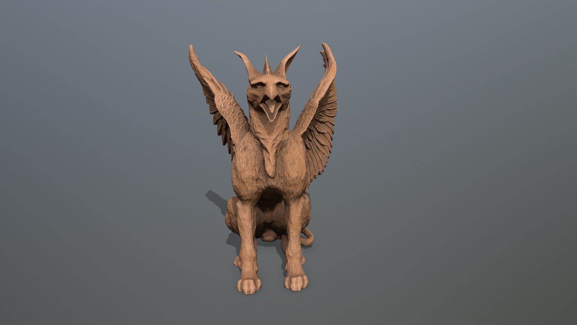 Statue Creature Low-poly 3D model_3