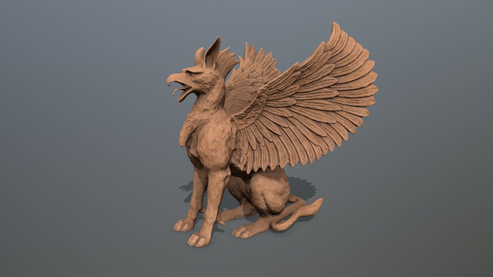Statue Creature Low-poly 3D model_9