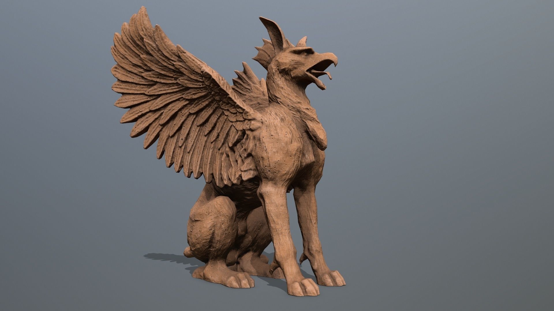 Statue Creature Low-poly 3D model_12