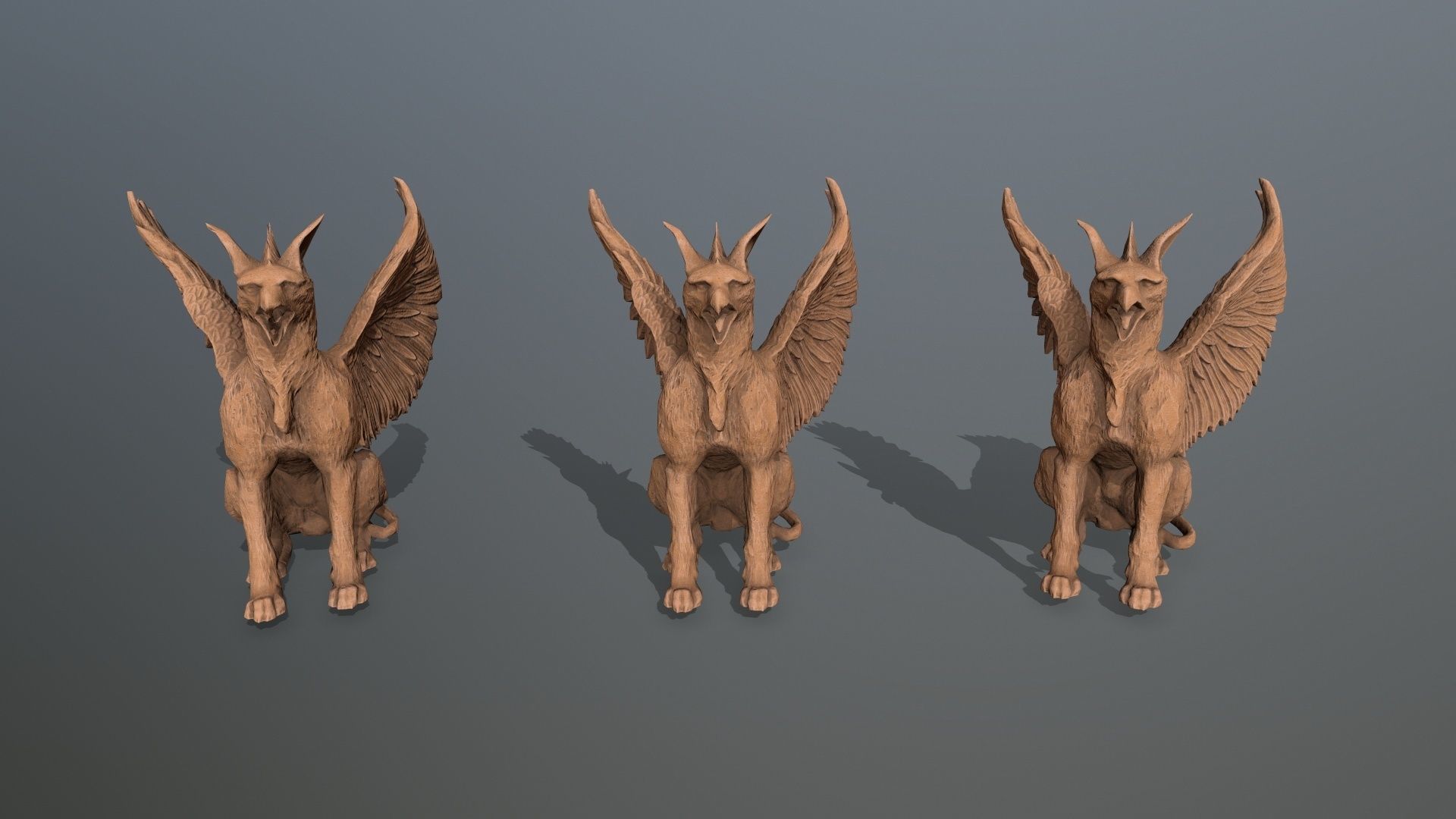 Statue Creature Low-poly 3D model_13