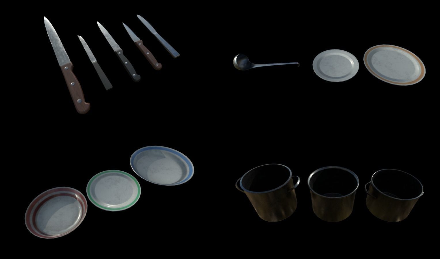 Horror House  and  Furniture Pack Low-poly 3D model_12