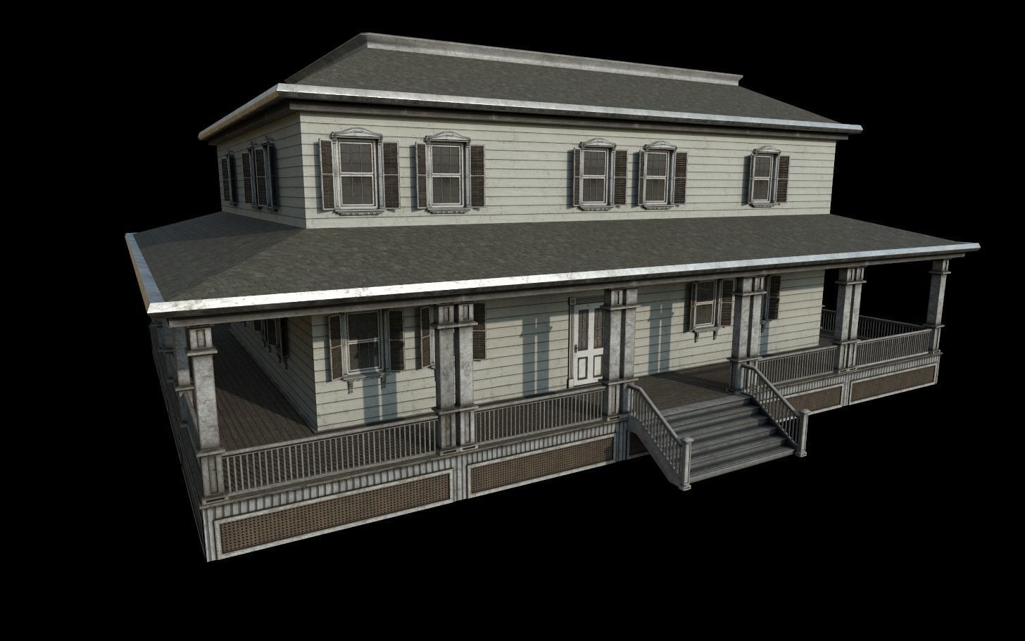 Horror House  and  Furniture Pack Low-poly 3D model_3