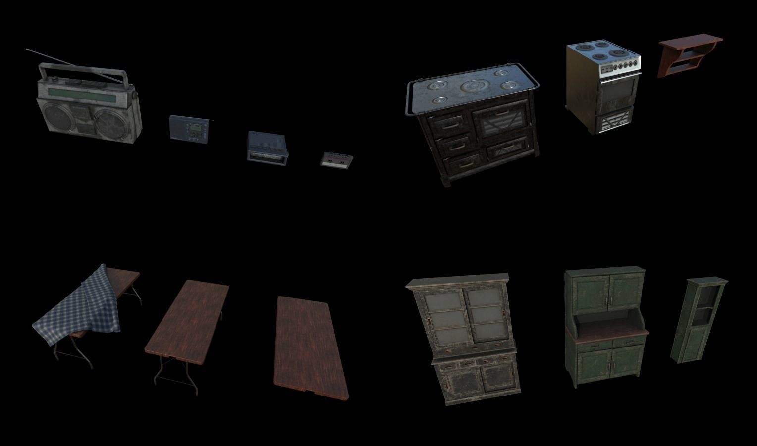 Horror House  and  Furniture Pack Low-poly 3D model_17