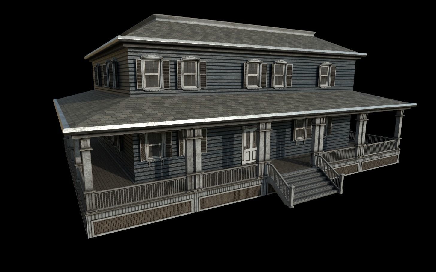 Horror House  and  Furniture Pack Low-poly 3D model_9