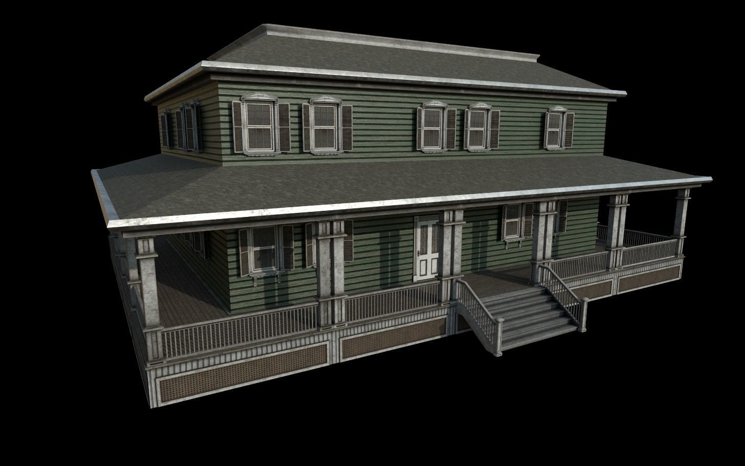 Horror House  and  Furniture Pack Low-poly 3D model_2