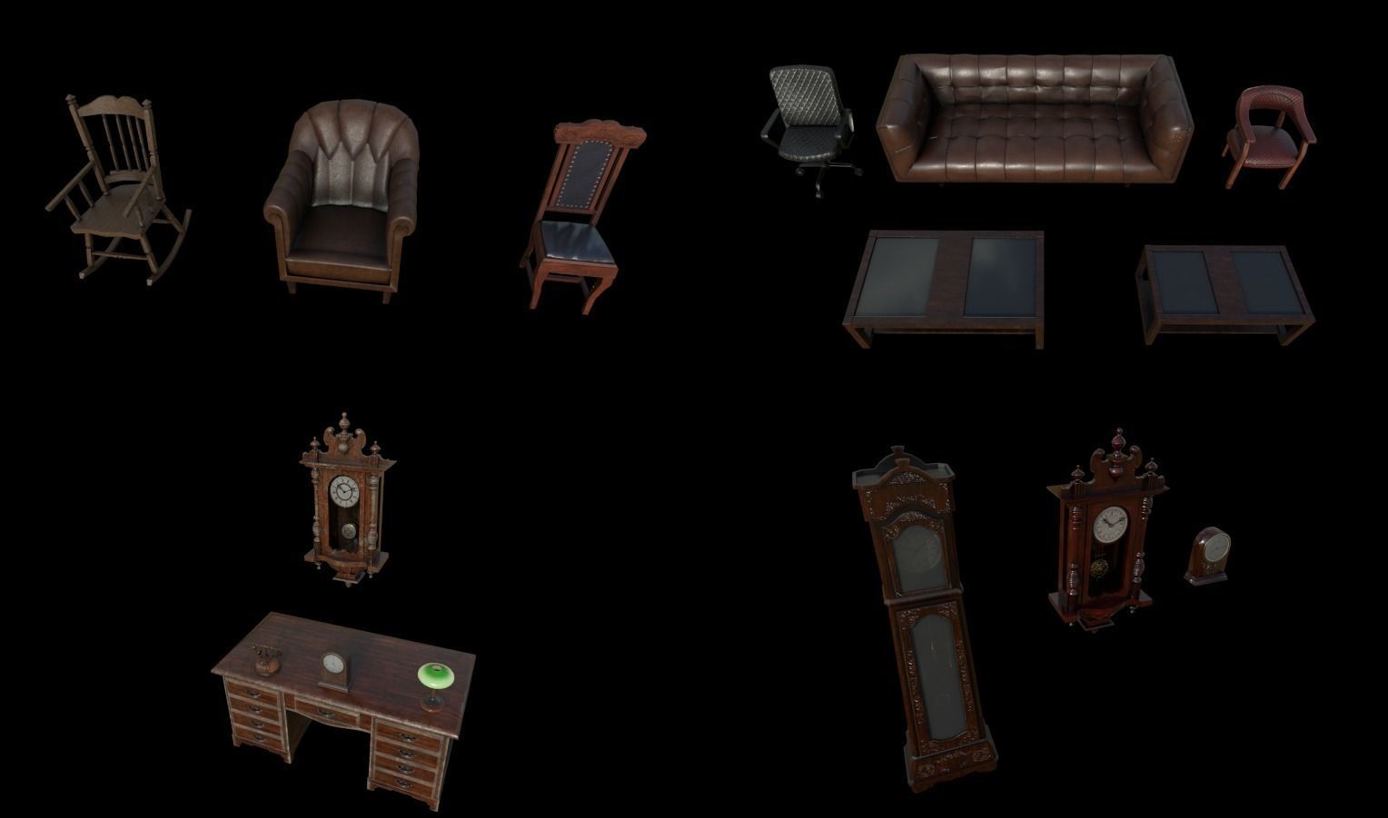 Horror House  and  Furniture Pack Low-poly 3D model_18