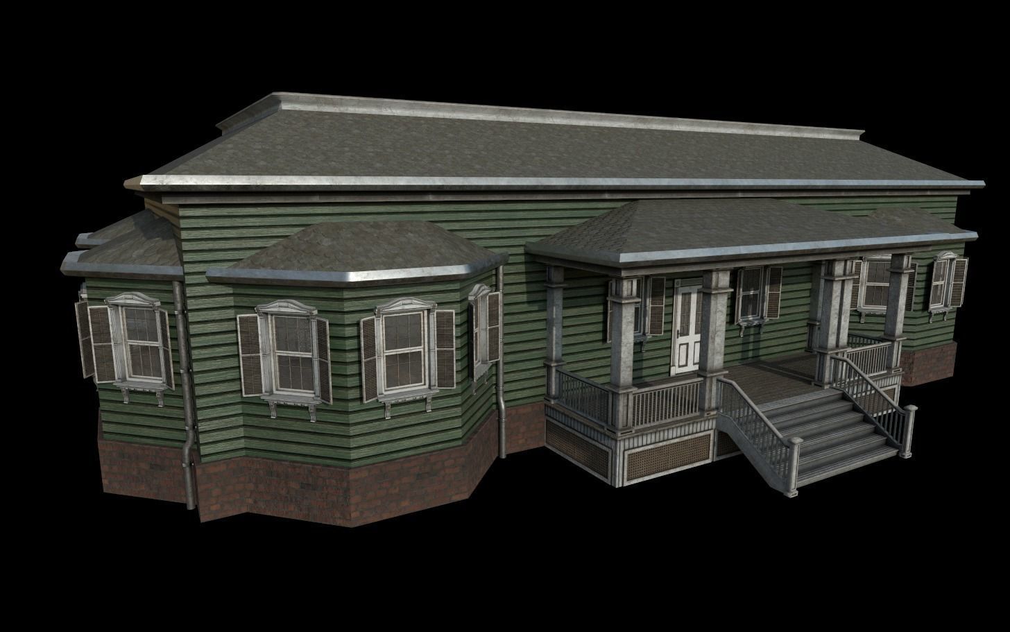 Horror House  and  Furniture Pack Low-poly 3D model_1