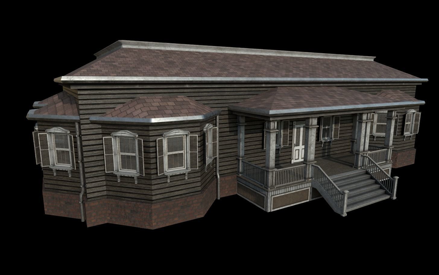 Horror House  and  Furniture Pack Low-poly 3D model_7