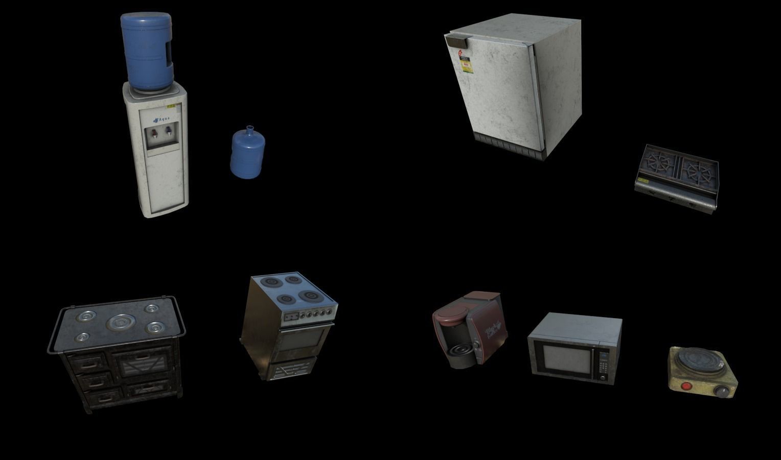 Horror House  and  Furniture Pack Low-poly 3D model_14