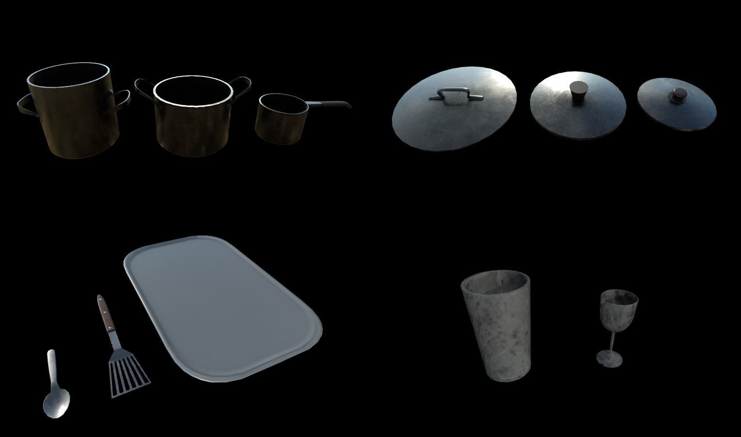 Horror House  and  Furniture Pack Low-poly 3D model_13