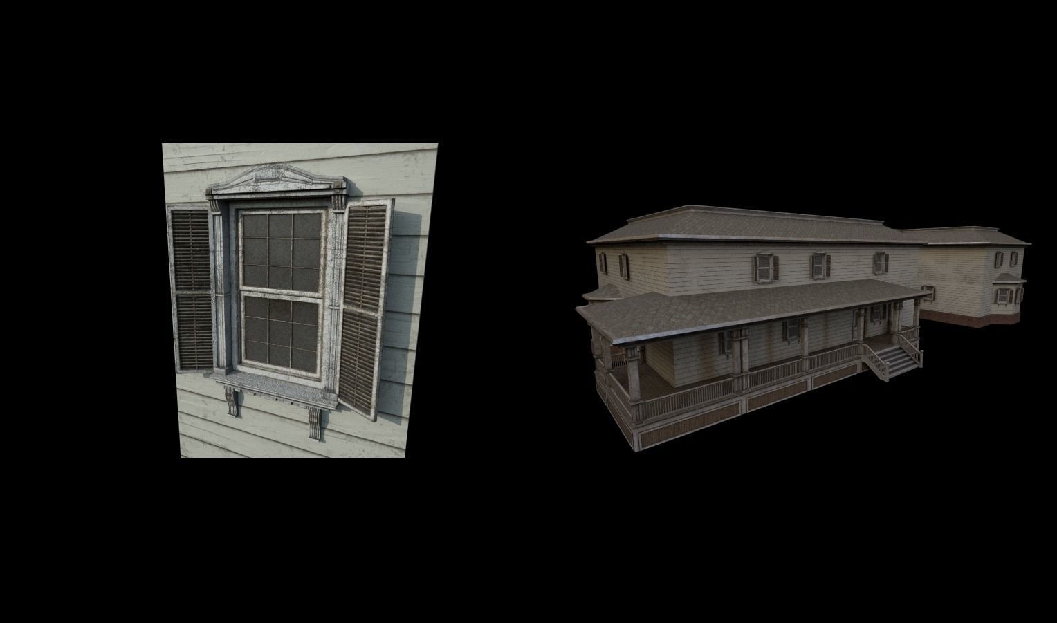 Horror House  and  Furniture Pack Low-poly 3D model_26