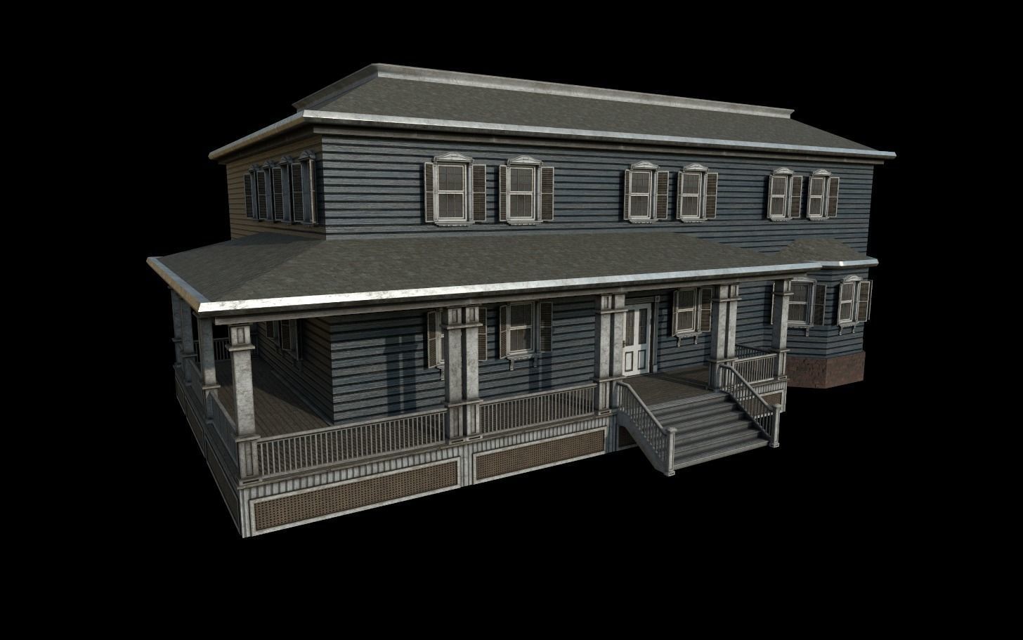 Horror House  and  Furniture Pack Low-poly 3D model_5