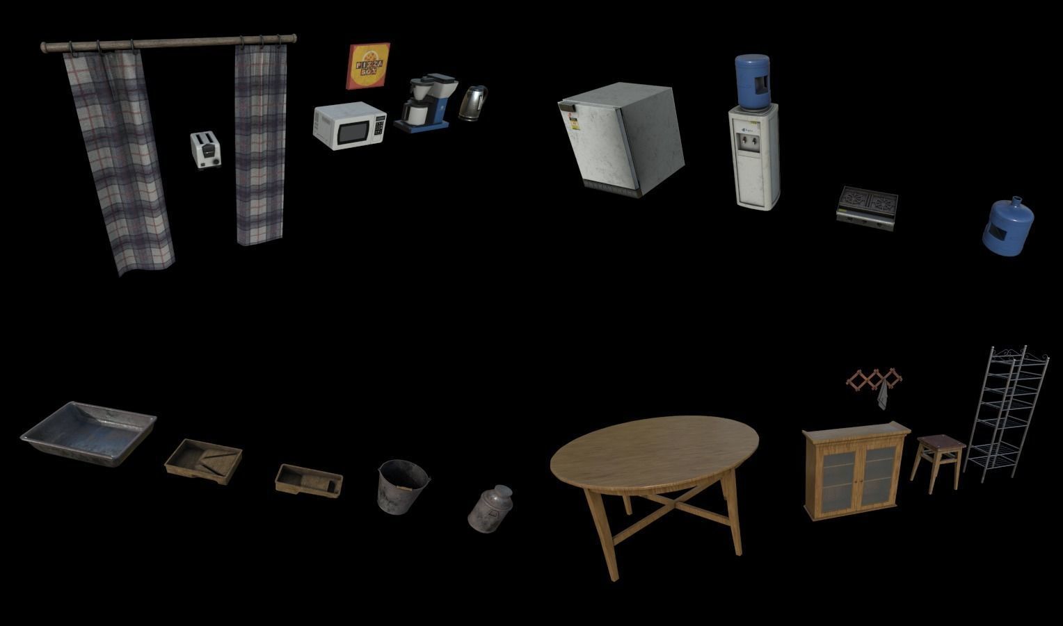 Horror House  and  Furniture Pack Low-poly 3D model_16