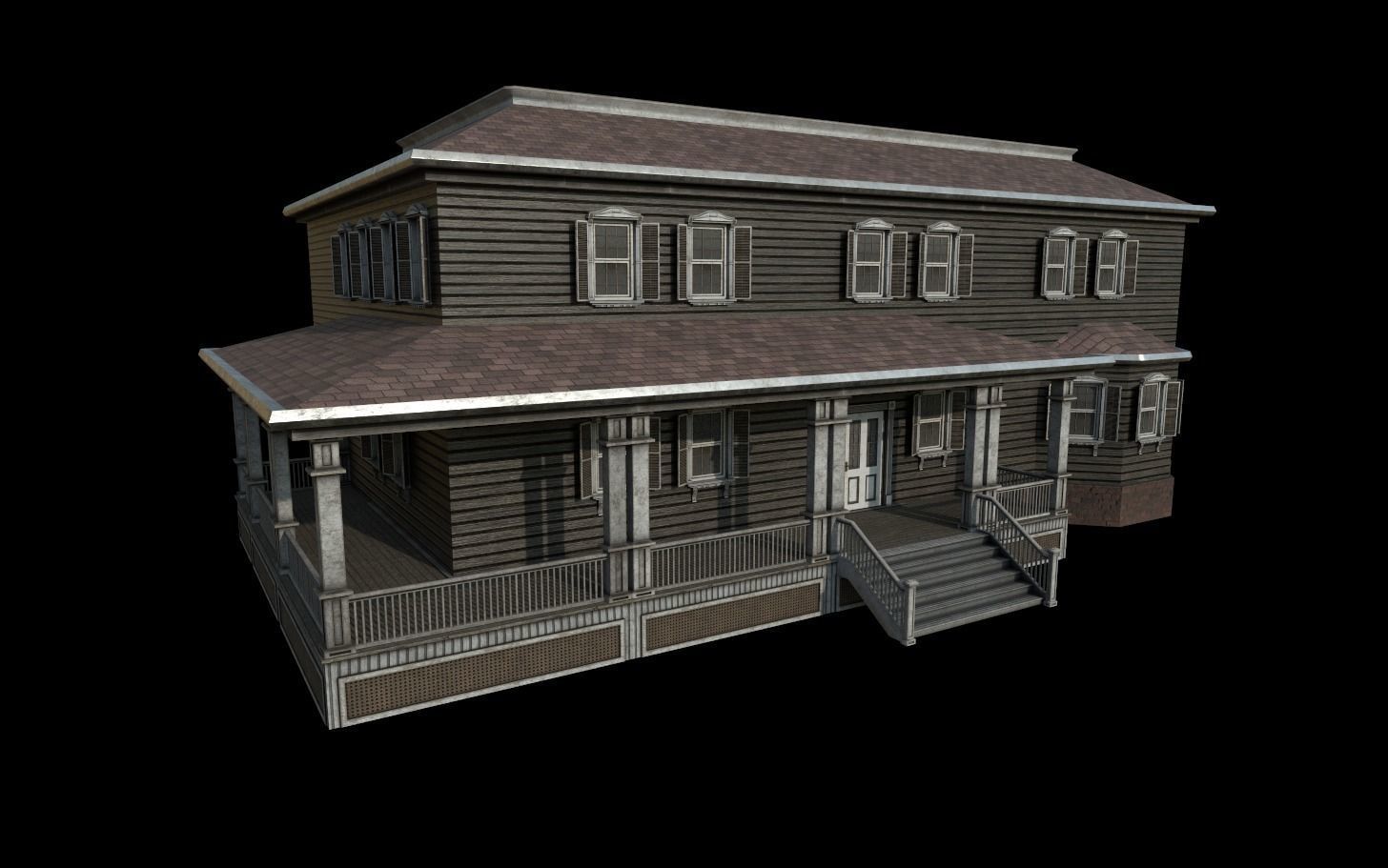Horror House  and  Furniture Pack Low-poly 3D model_6