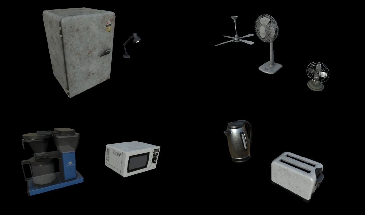 Horror House  and  Furniture Pack Low-poly 3D model_15